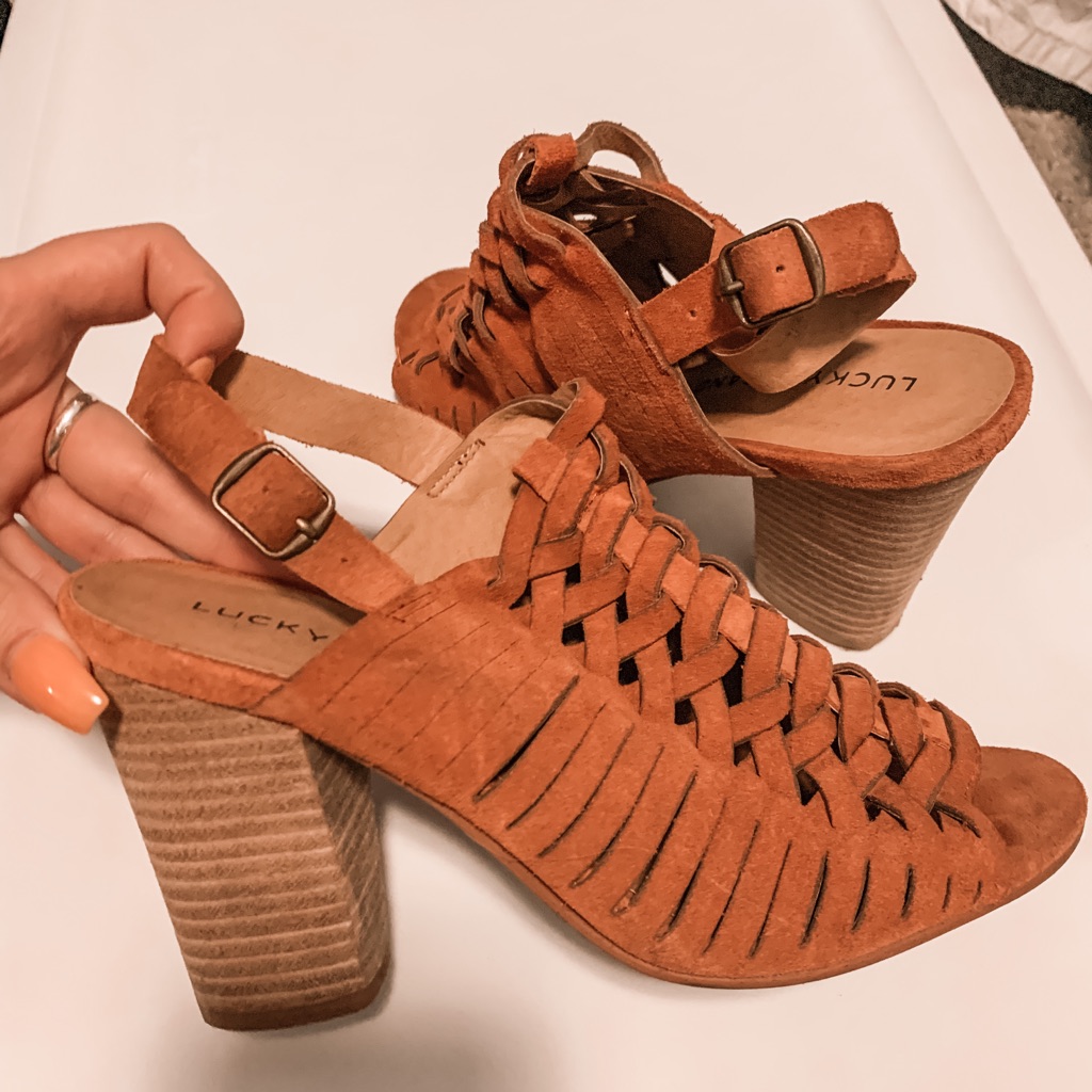 Lucky Brand Rust Colored Swing Back Heels
